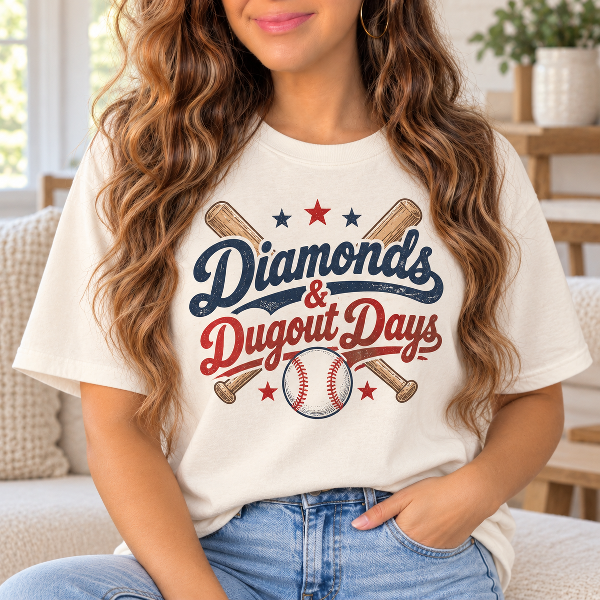 Diamonds & Dugout Days boutique modeled mockup