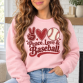 Peace, Love & Baseball boutique modeled mockup