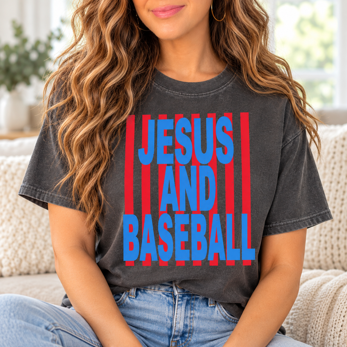 Jesus and Baseball boutique modeled mockup