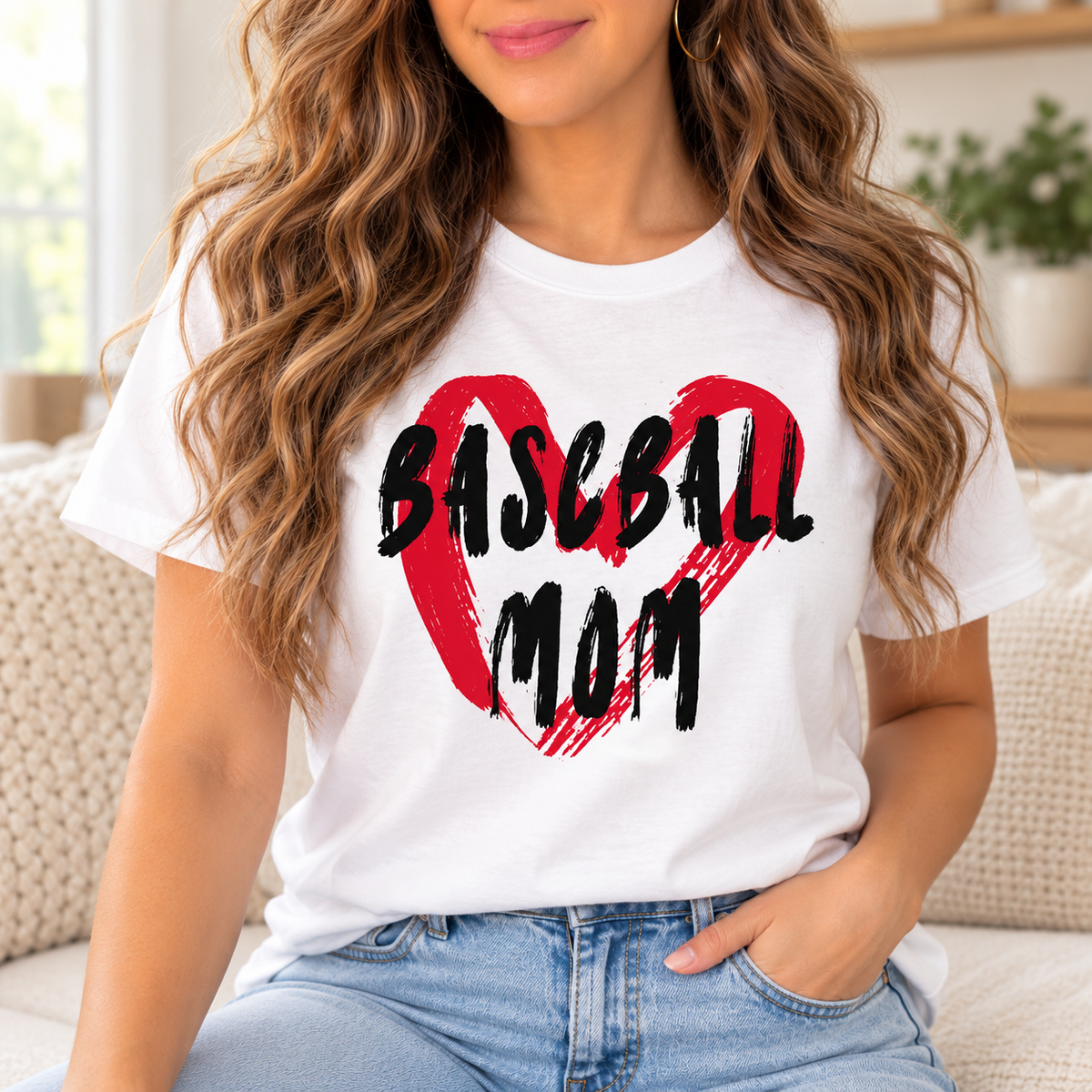 Baseball Mom: Heart boutique modeled mockup