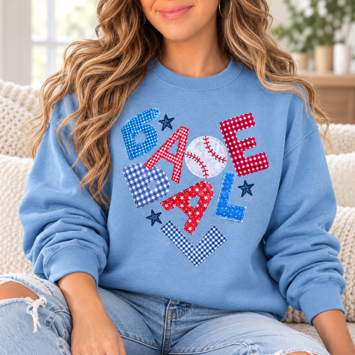 Baseball: Patchwork Letters boutique modeled mockup