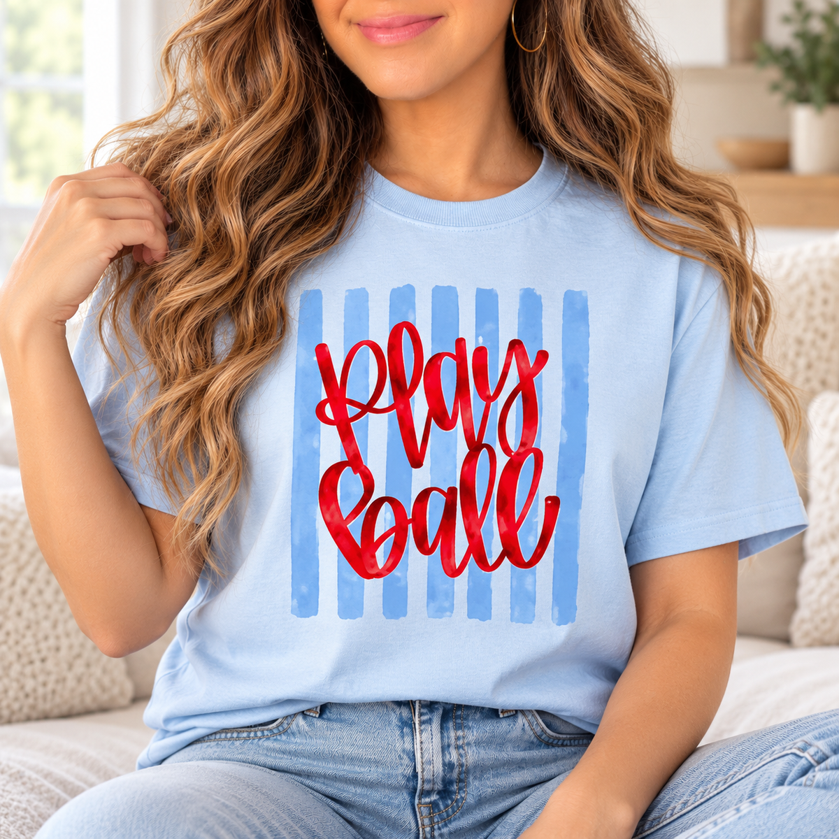 Play Ball: Red Script boutique modeled mockup