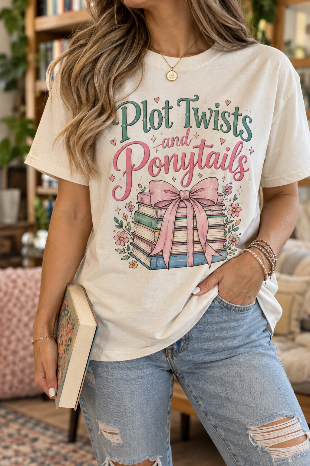 Plot Twists & Ponytails boutique modeled mockup