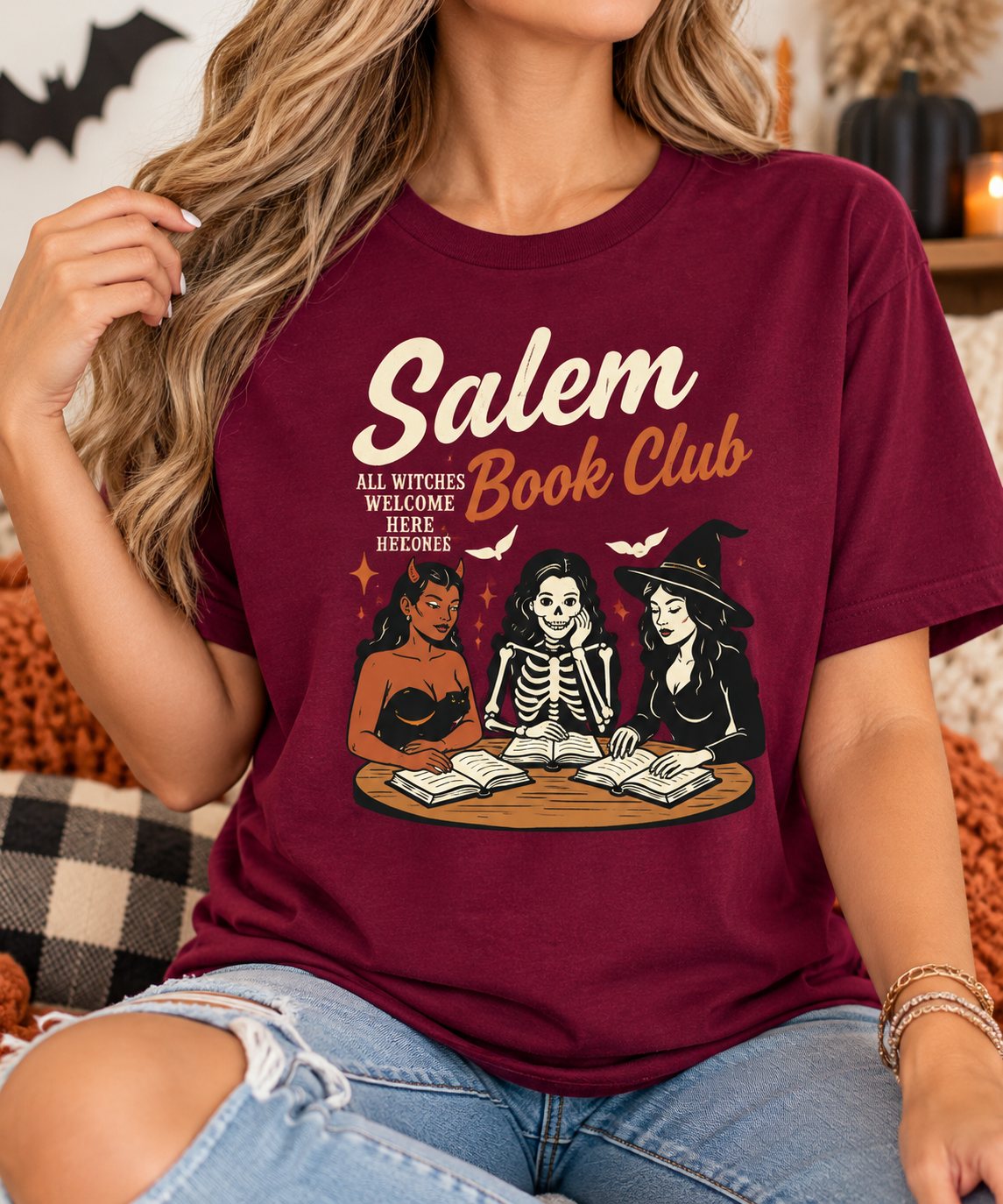 Salem Book Club boutique modeled mockup