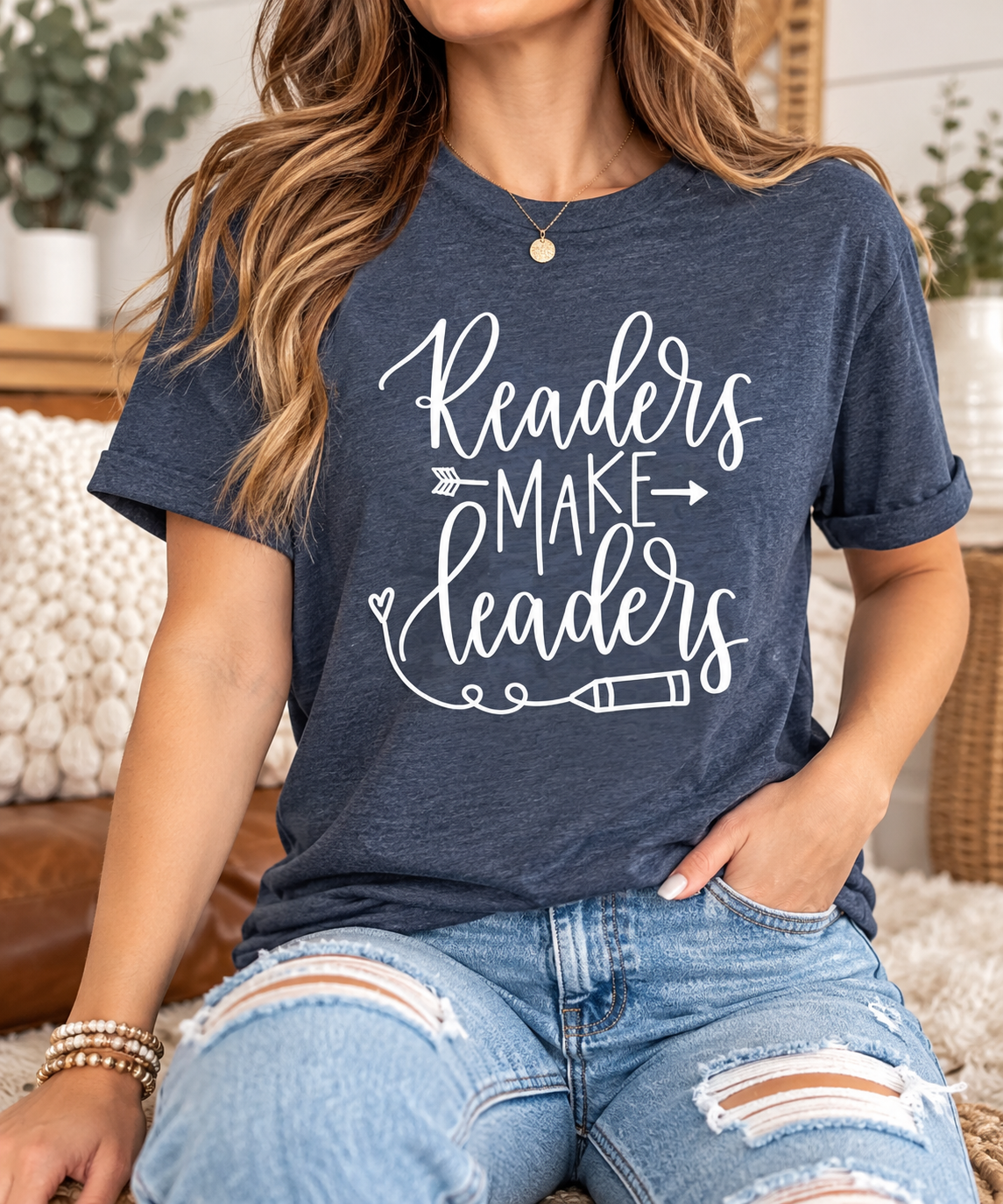 Readers Make Leaders boutique modeled mockup