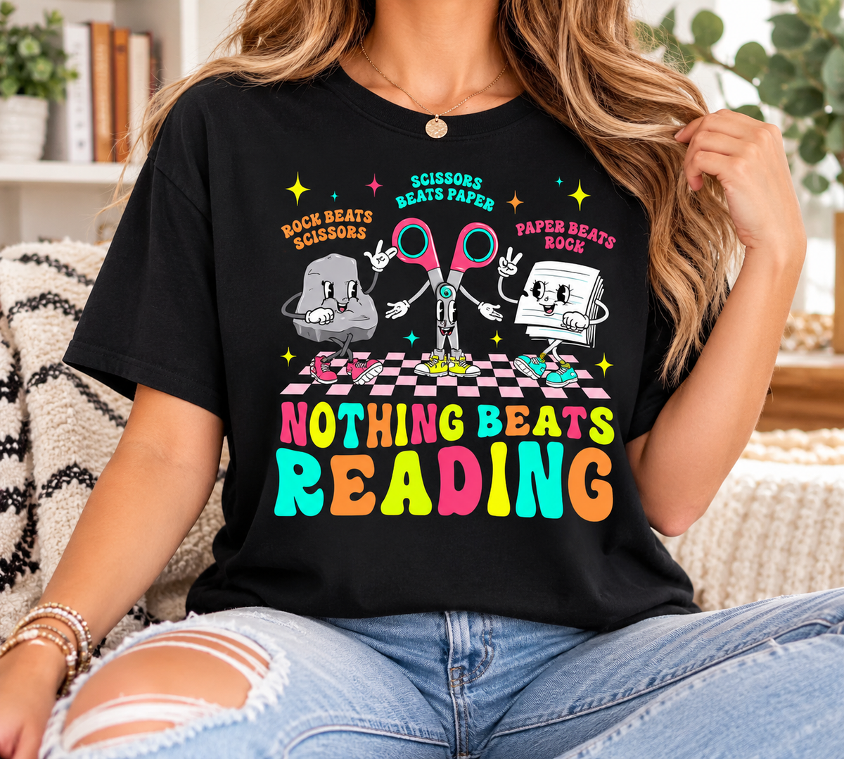 Nothing Beats Reading boutique modeled mockup