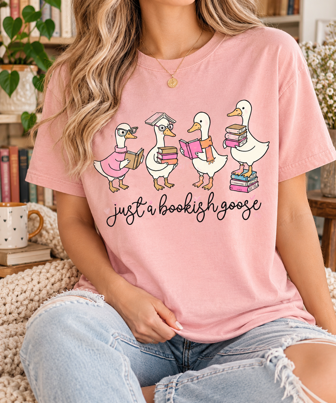 Just a Bookish Goose boutique modeled mockup