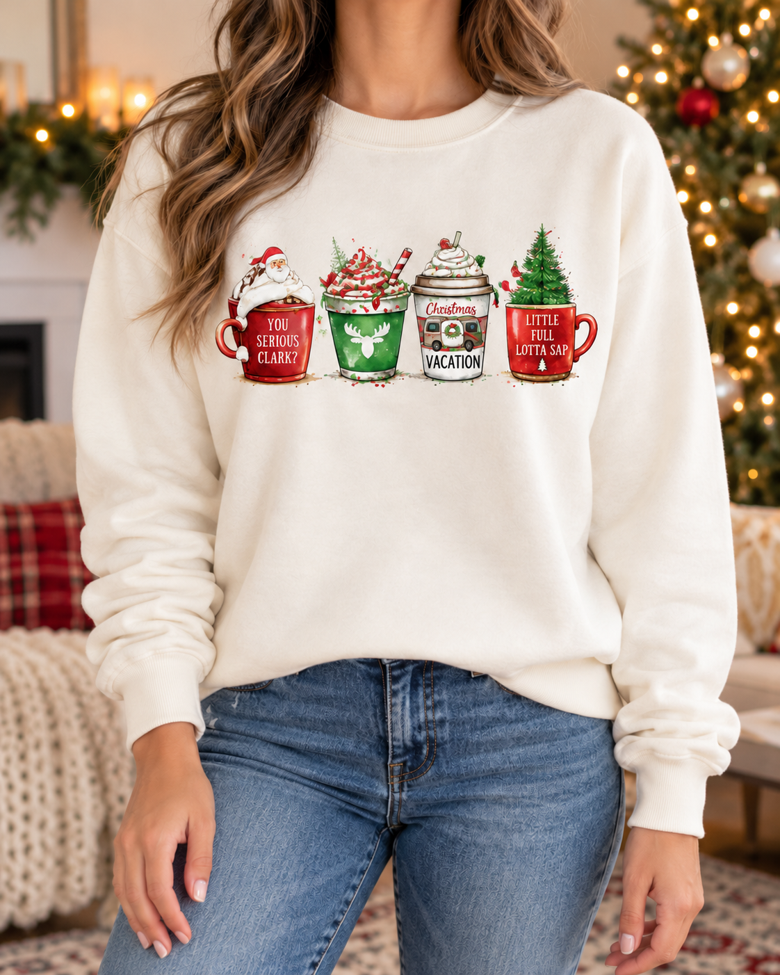 Christmas Vacation Lattes boutique modeled mockup