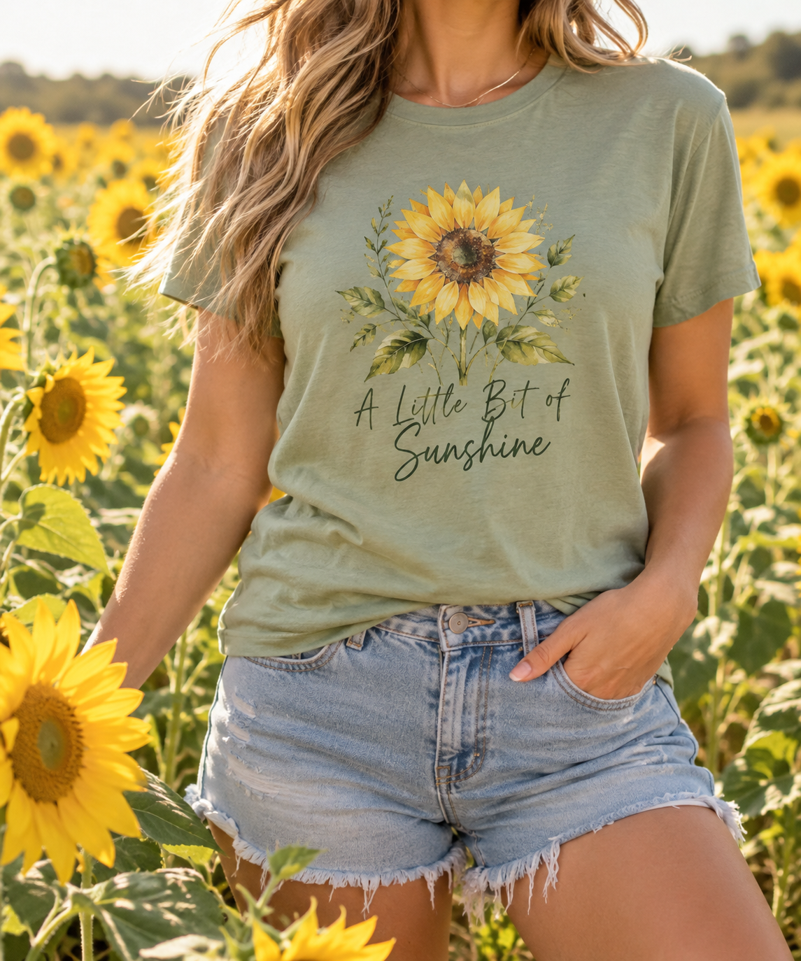 A Little Bit of Sunshine boutique apparel mockup, front design