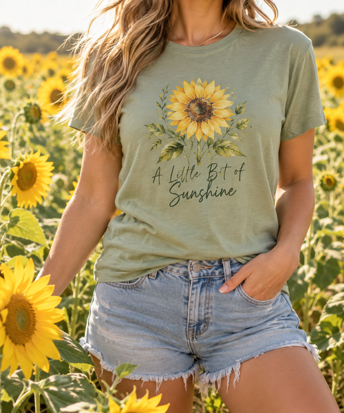 A Little Bit of Sunshine boutique apparel mockup, front design