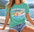 On the Boat Again boutique apparel mockup, front design