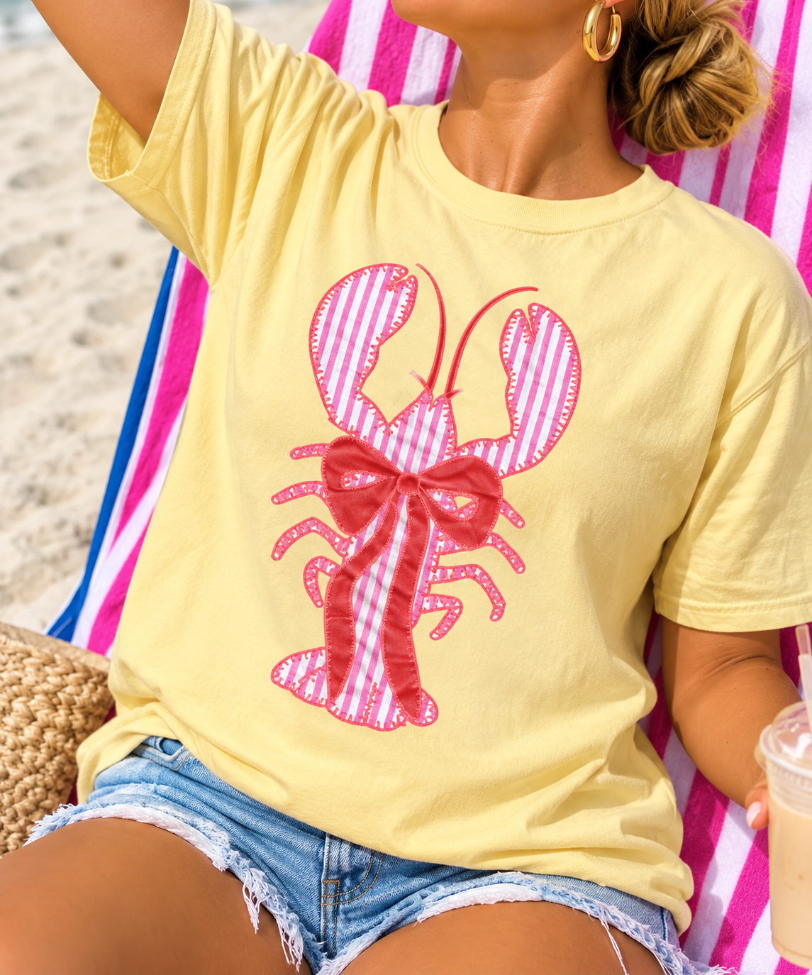 Seersucker Lobster boutique apparel mockup, front design
