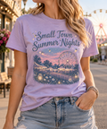 Small-Town Summer Nights boutique apparel mockup, front design