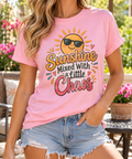 Sunshine Mixed with a Little Chaos boutique apparel mockup, front design