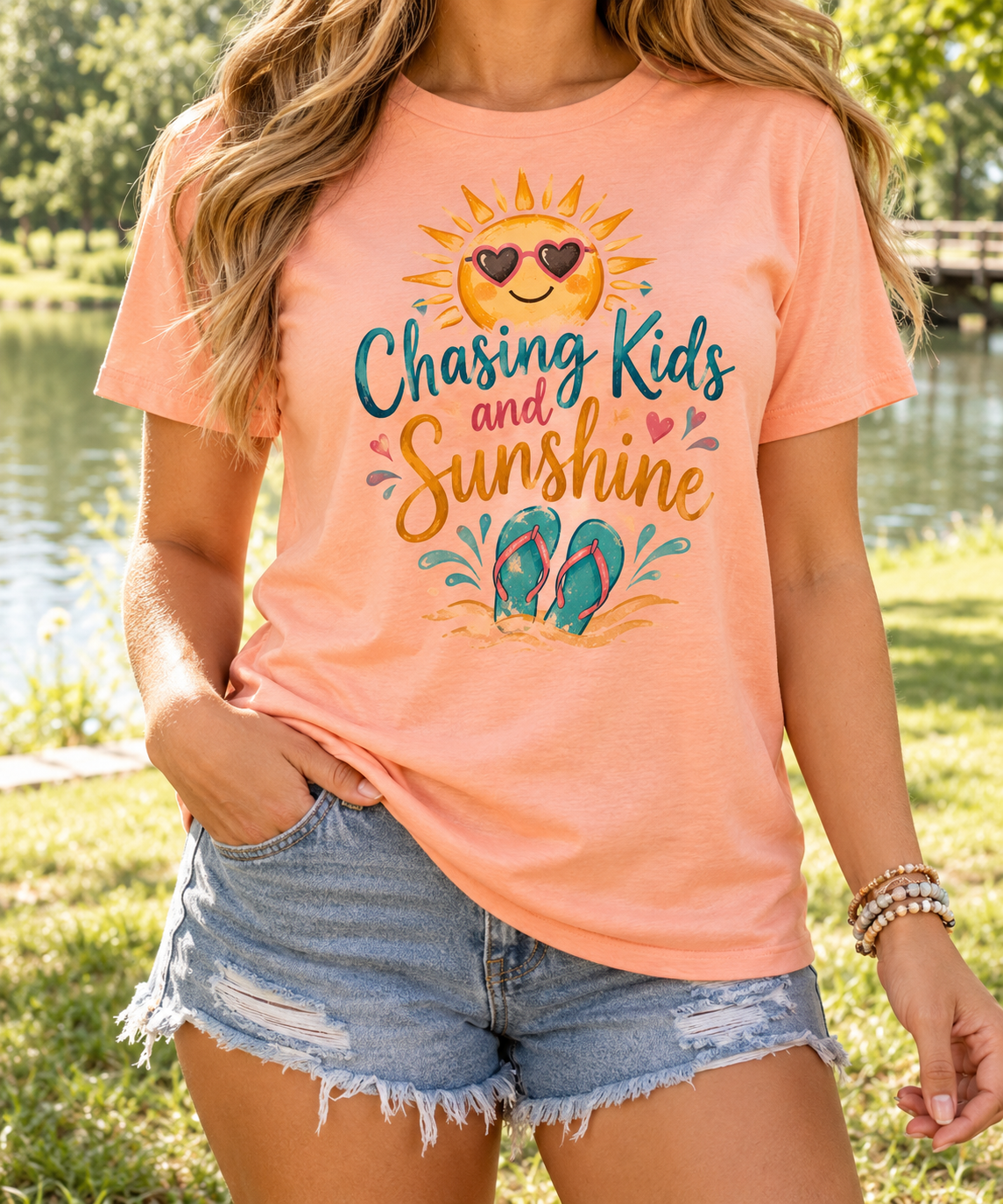 Chasing Kids & Sunshine boutique apparel mockup, front design