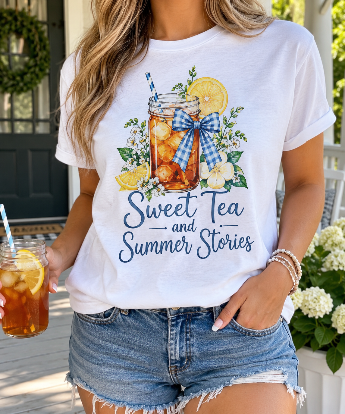 Sweet Tea & Summer Stories boutique apparel mockup, front design