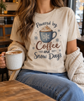 Powered by Coffee & Snow Days boutique apparel mockup, front design