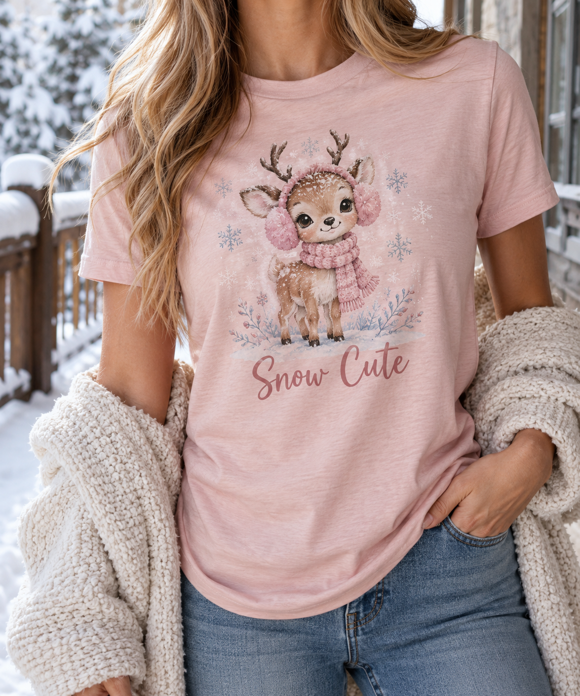Snow Cute boutique apparel mockup, front design