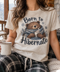 Born to Hibernate boutique apparel mockup, front design