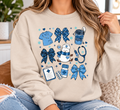Winter Nurse: Blue Bow Collage boutique apparel mockup, front design