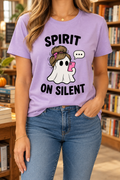 Spirit on Silent modeled shirt, cropped below the face