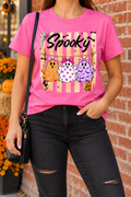 Spooky Pastel Ghosts modeled shirt, cropped below the face