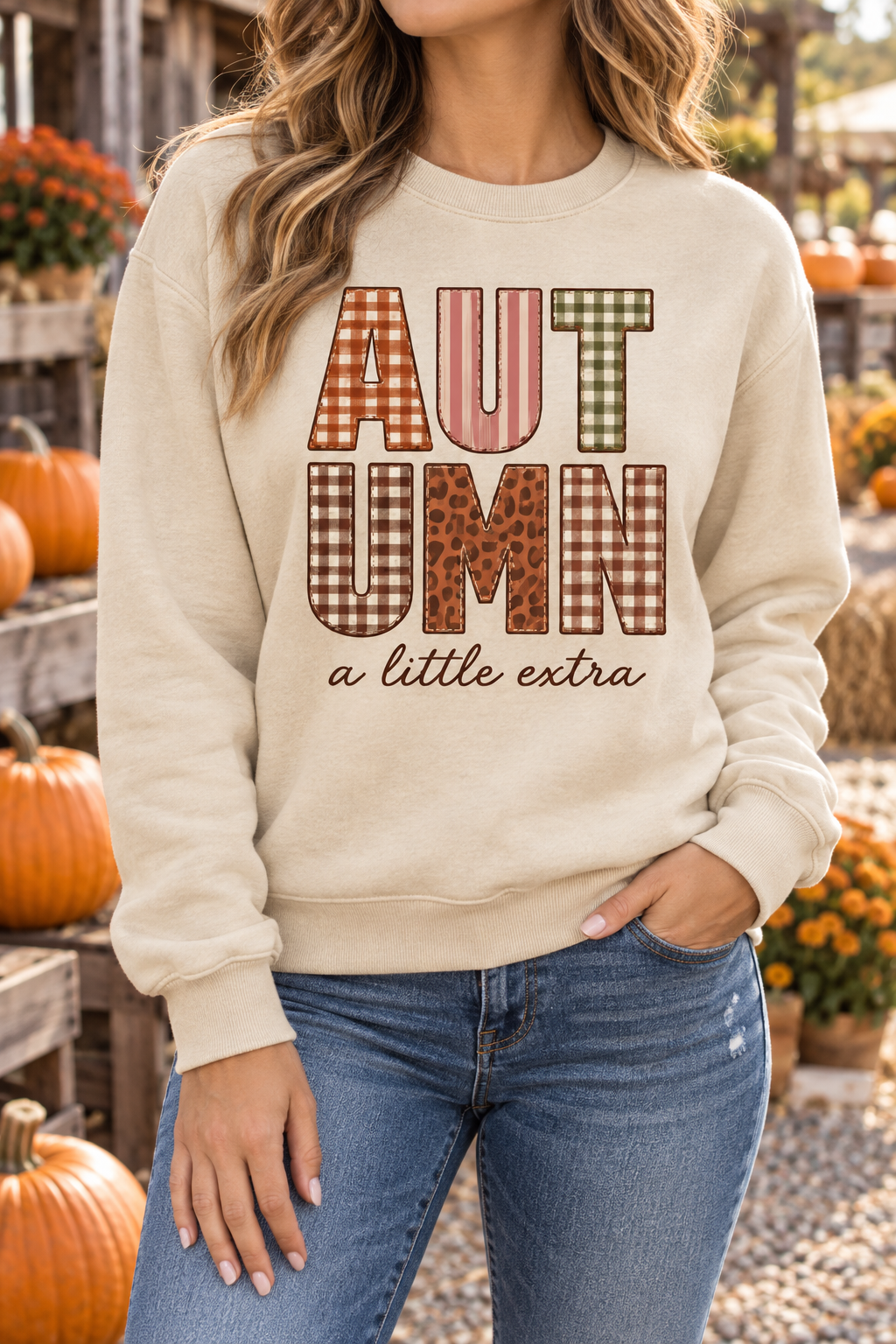 Autumn, a Little Extra boutique modeled mockup