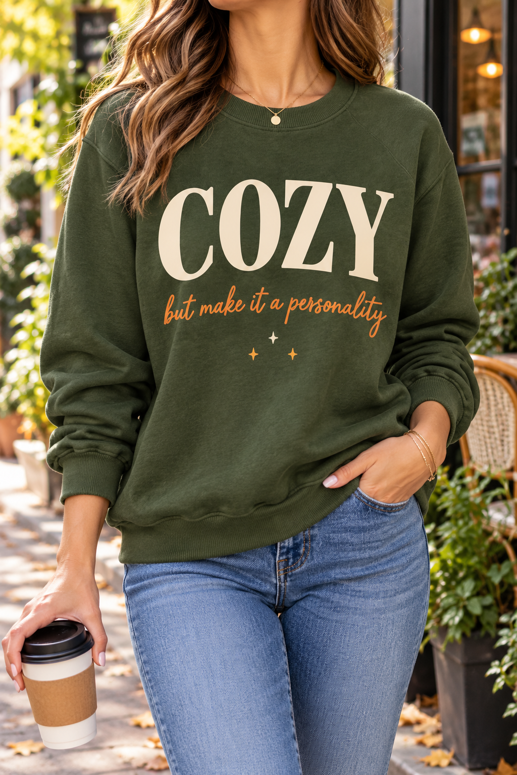 Cozy, but Make It a Personality boutique modeled mockup