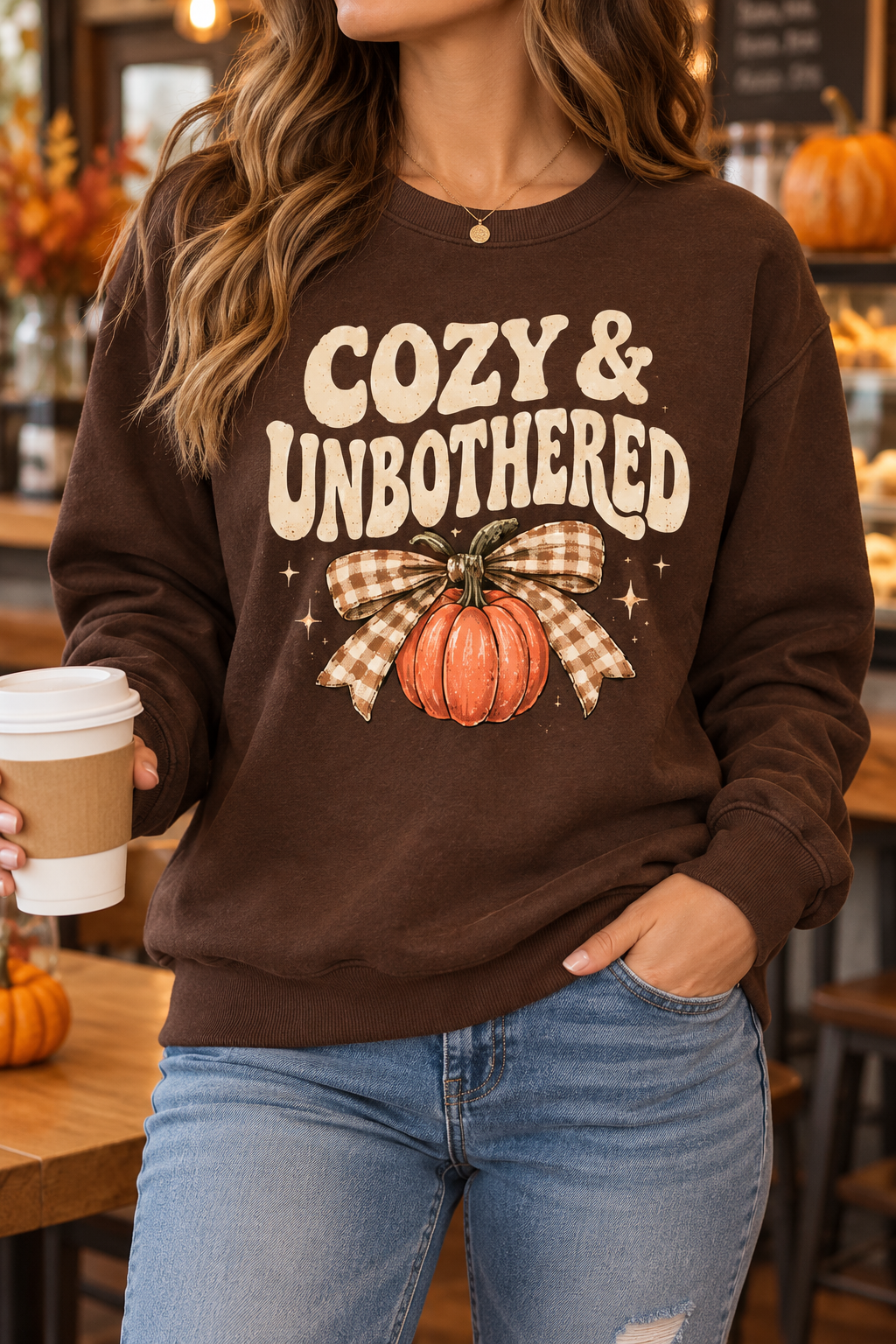 Cozy & Unbothered boutique modeled mockup