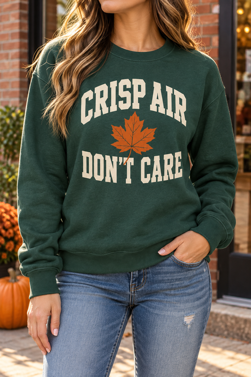 Crisp Air, Don’t Care boutique modeled mockup