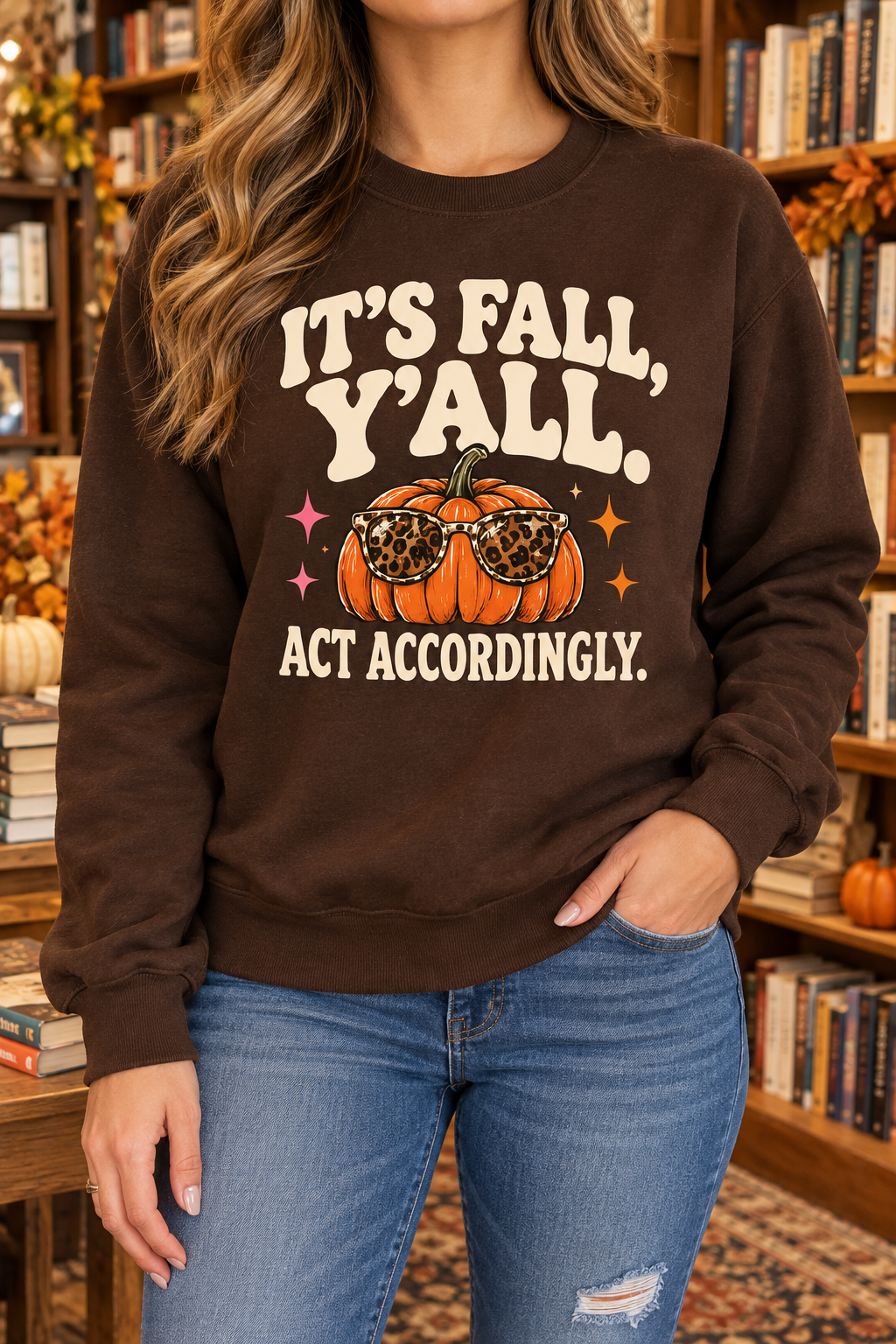 It’s Fall, Y’all boutique modeled mockup