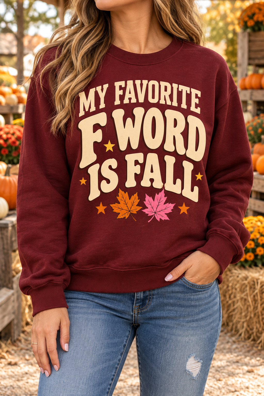 My Favorite F Word Is Fall boutique modeled mockup