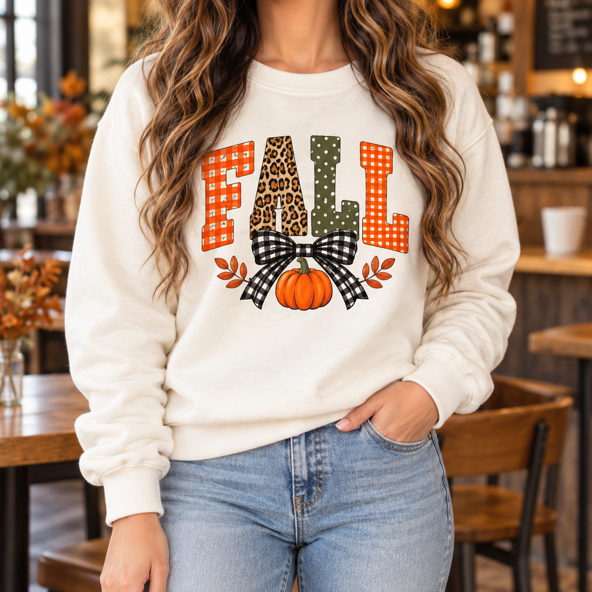 Patchwork Fall boutique modeled mockup