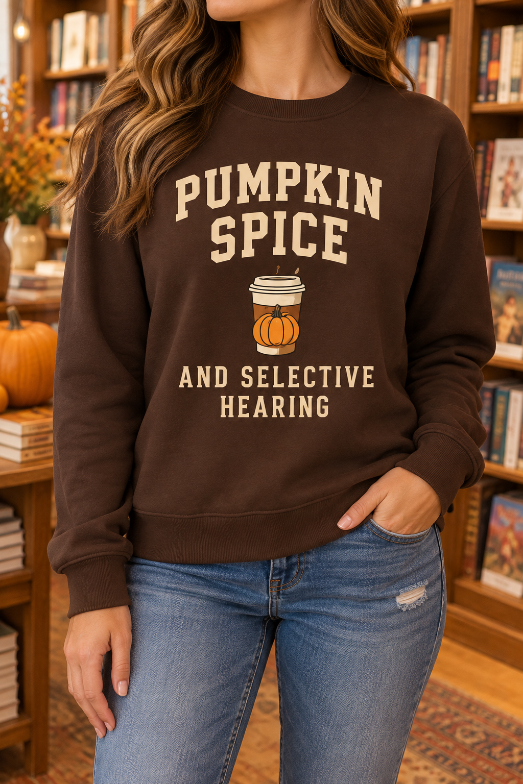 Pumpkin Spice & Selective Hearing boutique modeled mockup