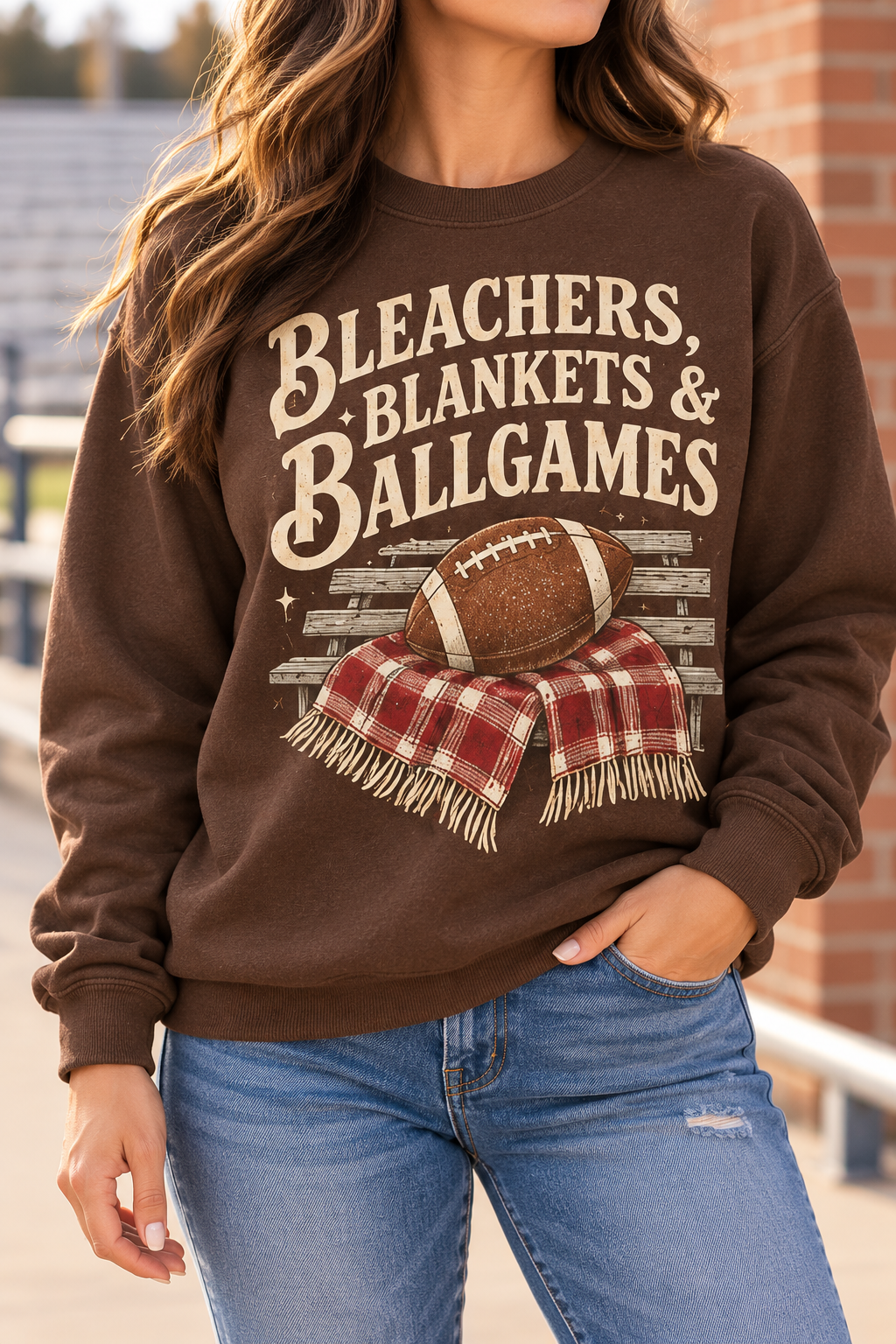 Bleachers, Blankets & Ballgames boutique modeled mockup