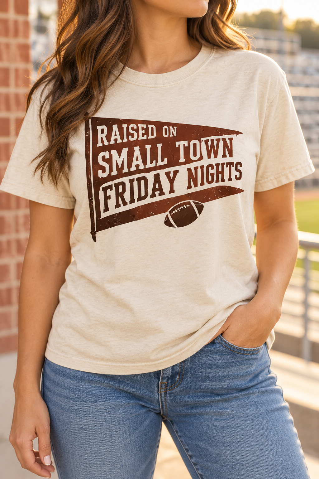 Small Town Friday Nights boutique modeled mockup