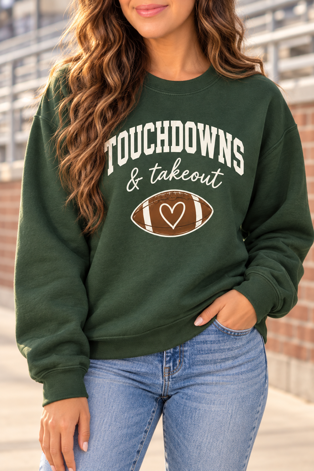 Touchdowns & Takeout boutique modeled mockup