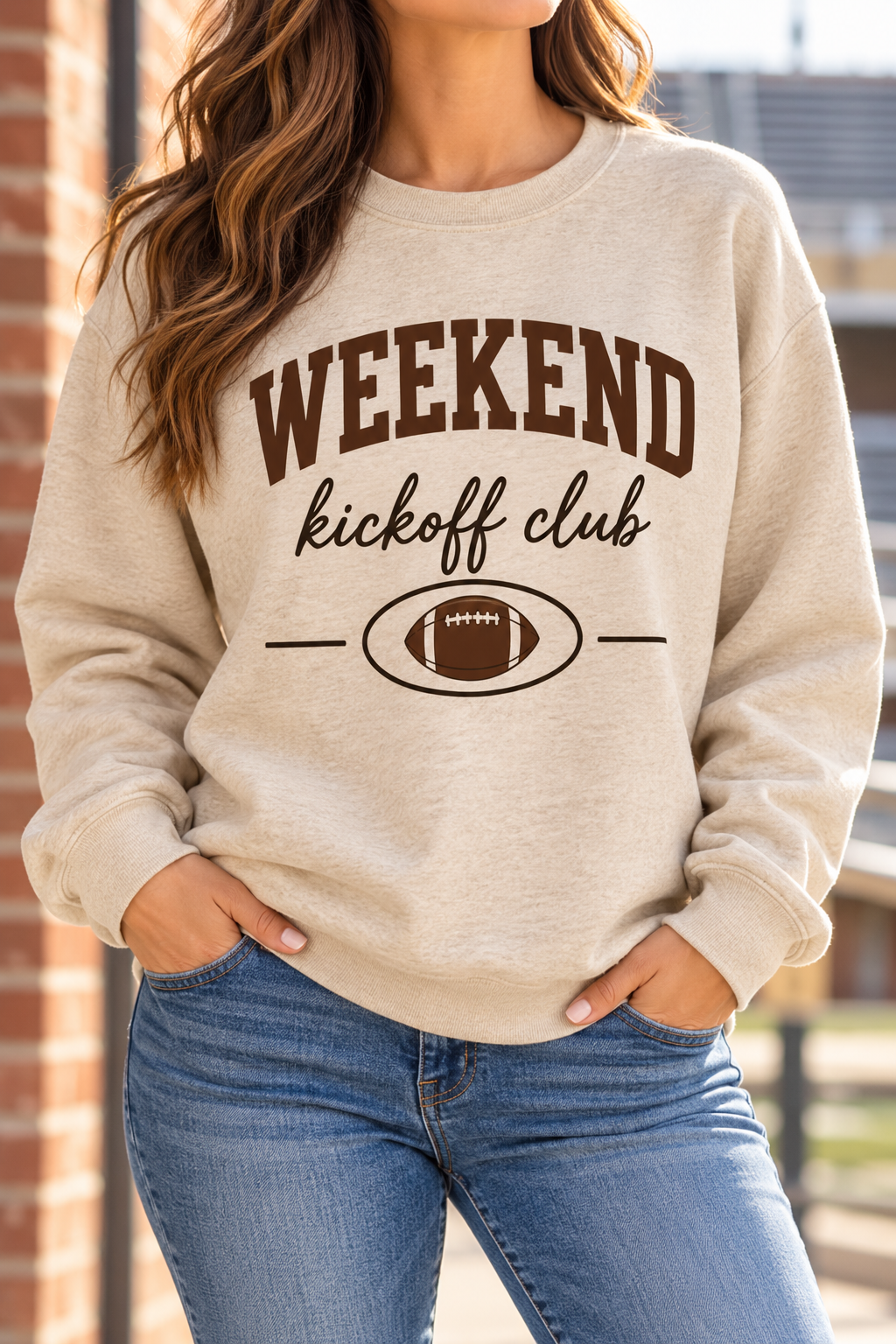 Weekend Kickoff Club boutique modeled mockup