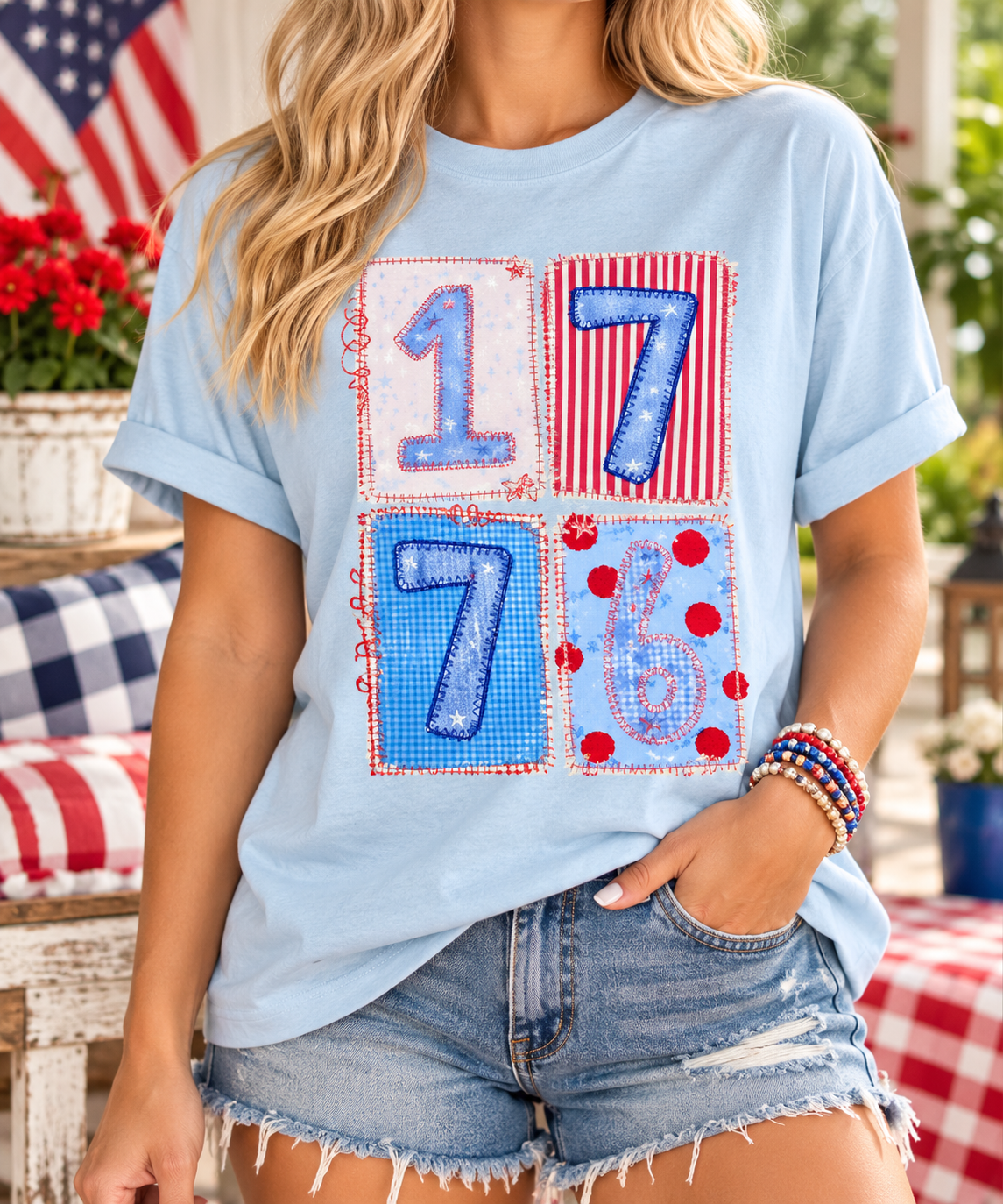 1776: Patchwork Squares boutique modeled mockup