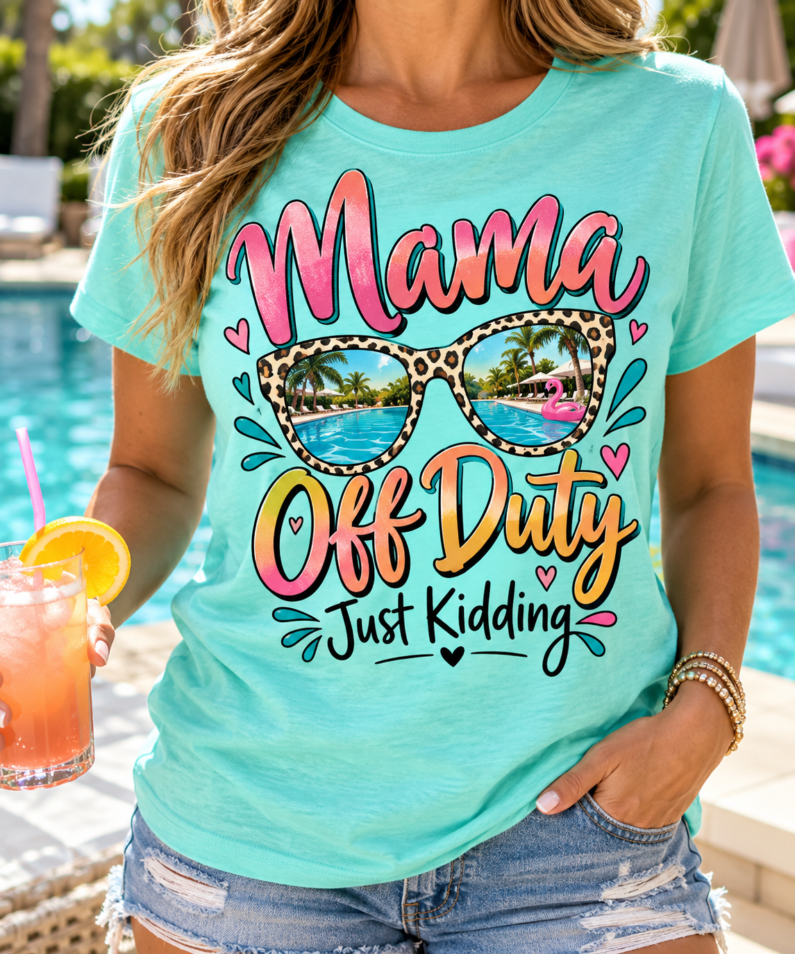 Mama Off Duty, Just Kidding boutique modeled mockup