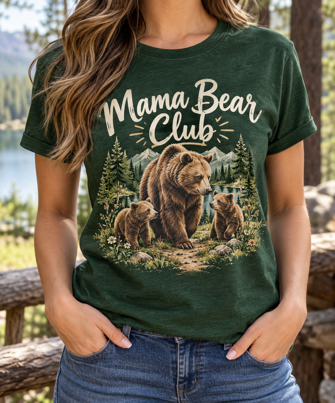 Mama Bear Club boutique modeled mockup