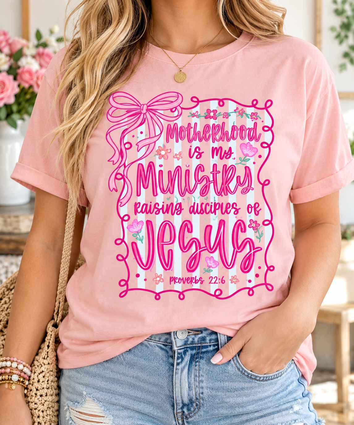 Motherhood Is My Ministry boutique modeled mockup