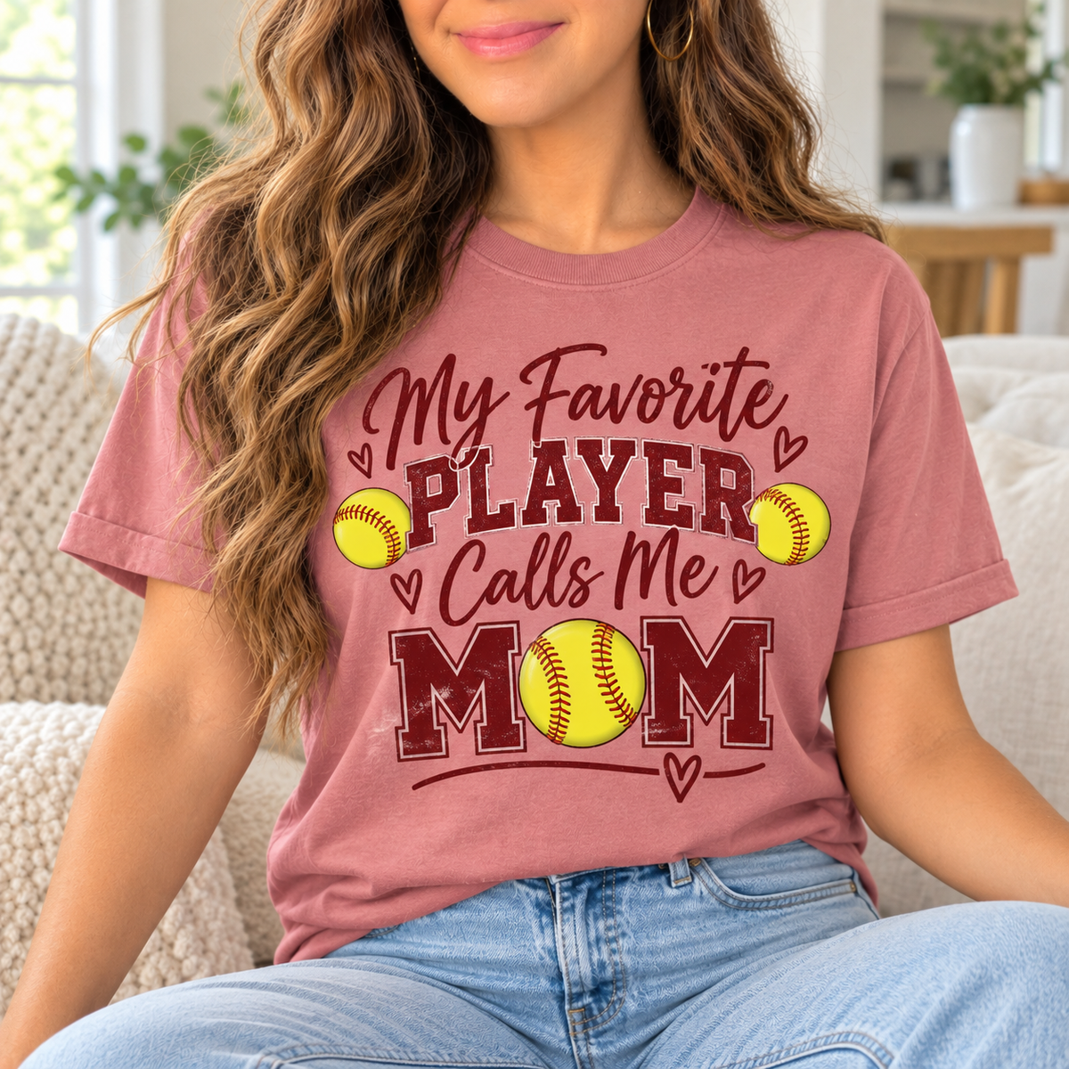 My Favorite Player Calls Me Mom boutique modeled mockup