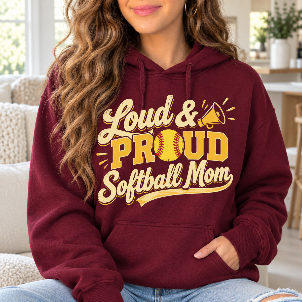 Loud & Proud Softball Mom boutique modeled mockup