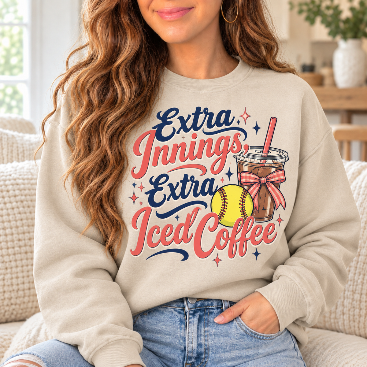 Extra Innings, Extra Iced Coffee boutique modeled mockup