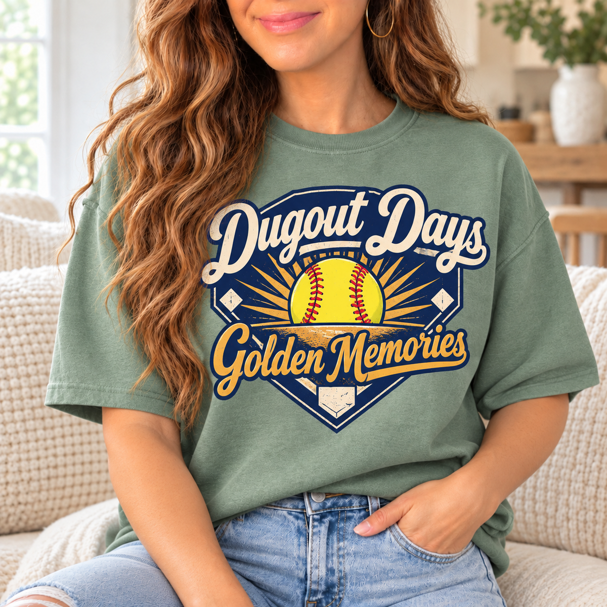 Dugout Days, Golden Memories boutique modeled mockup