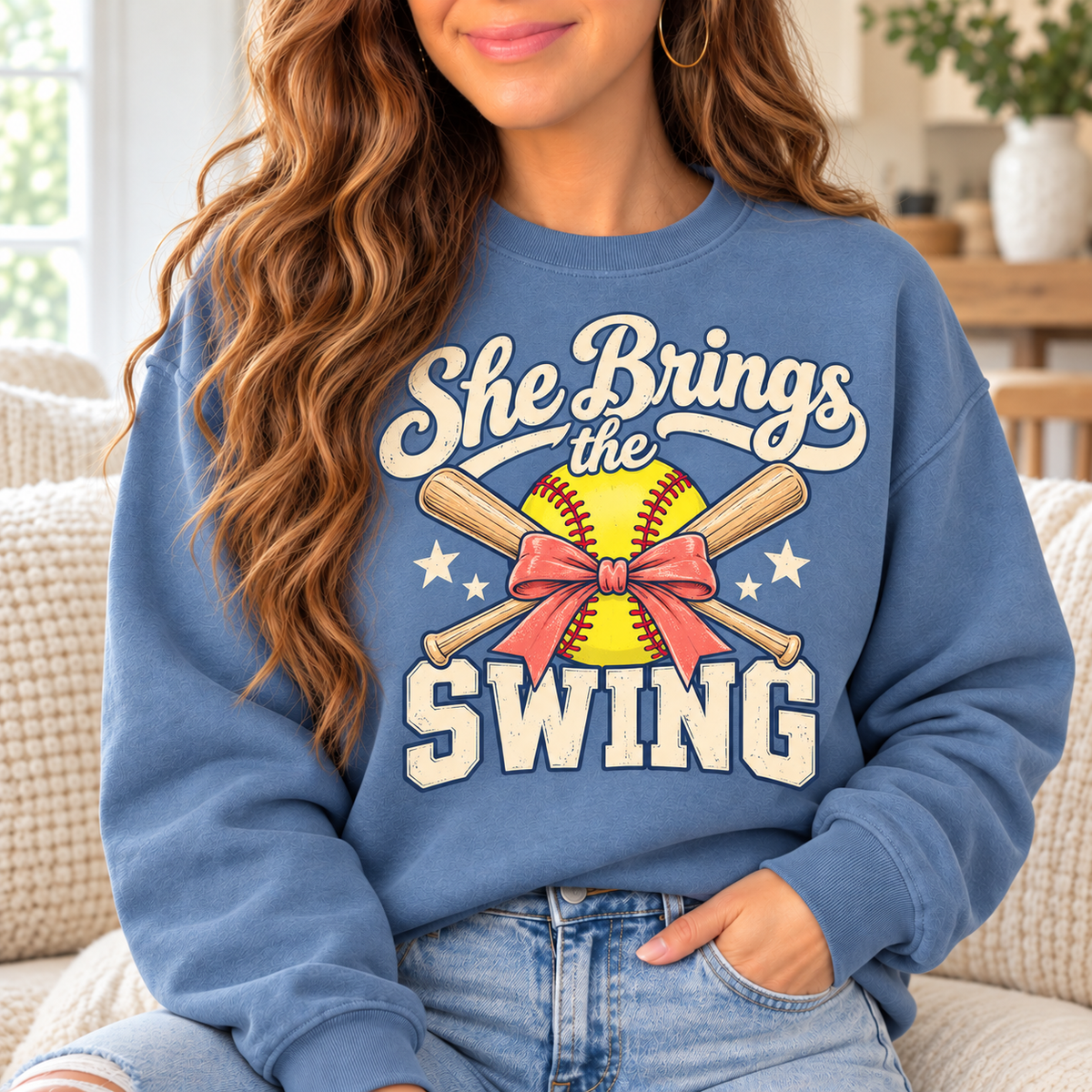She Brings the Swing boutique modeled mockup