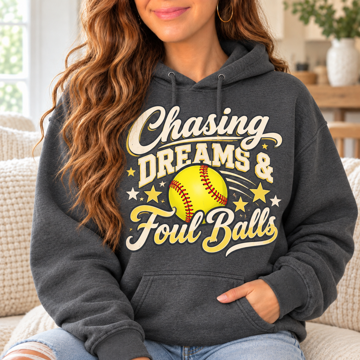 Chasing Dreams & Foul Balls boutique modeled mockup