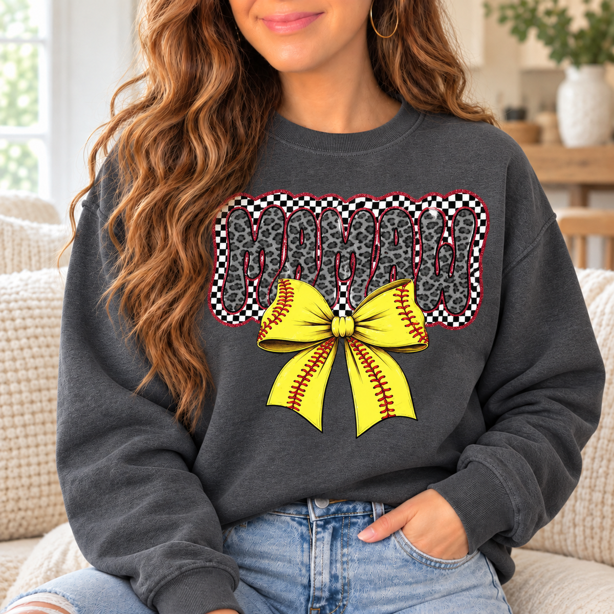 Mamaw: Softball Bow boutique modeled mockup