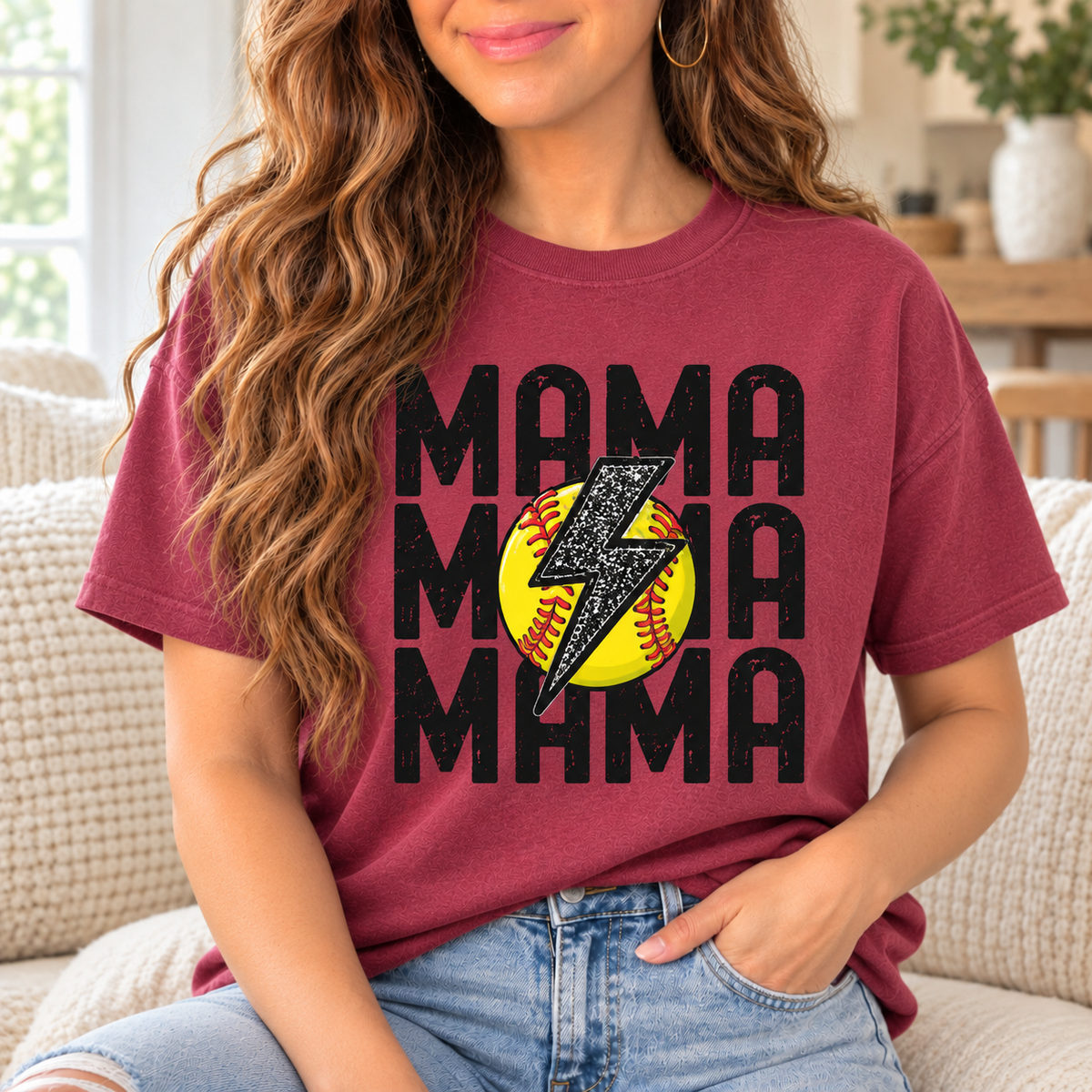 Softball Mama: Lightning Stack boutique modeled mockup